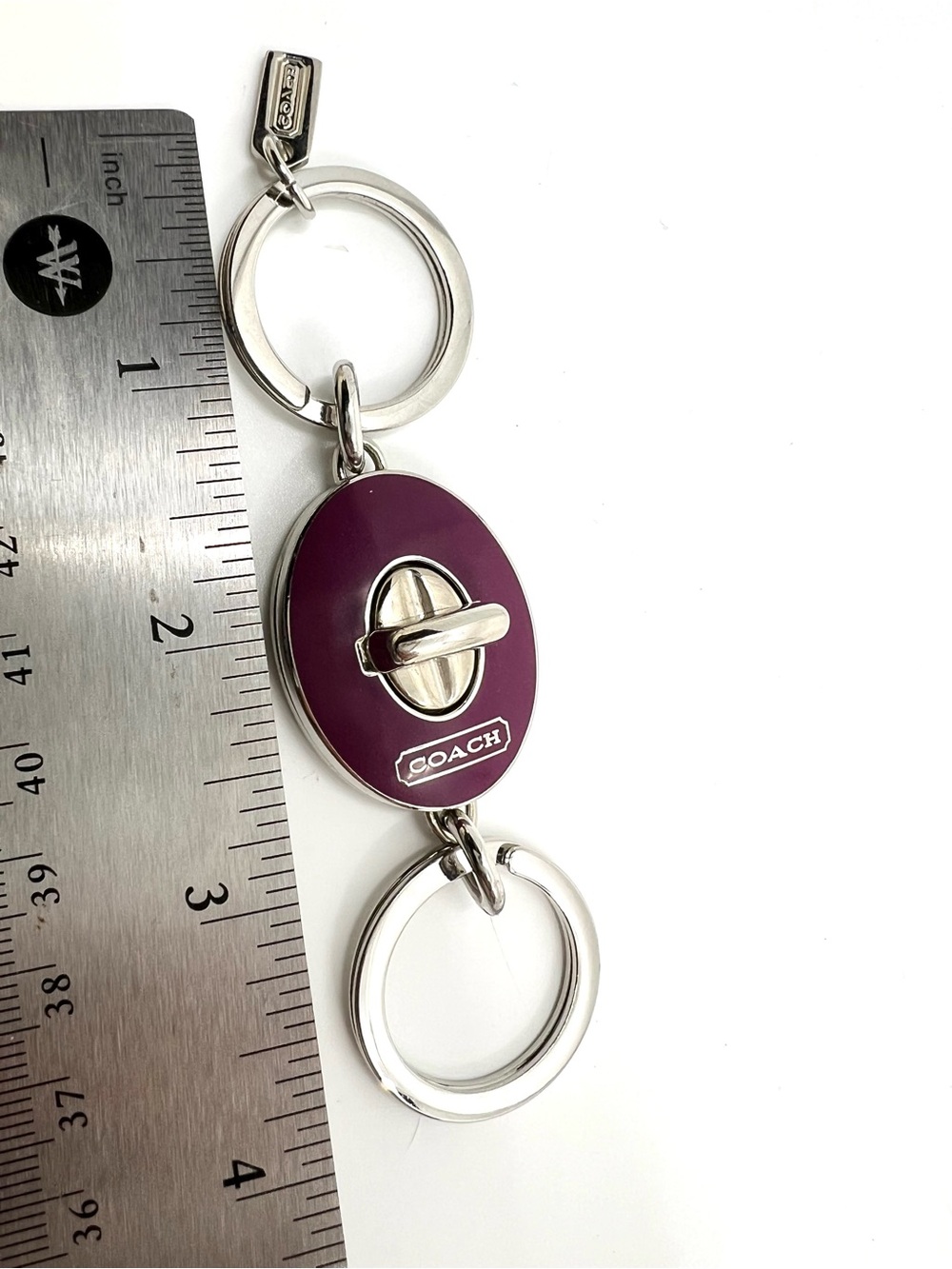 Coach Y2K Oval Purple Turnlock fob double valet keychain bag charm - like New - Picture 10 of 14